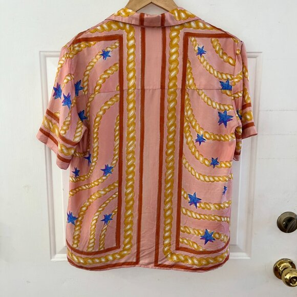 Sandro Woman's Summer Athea Silk Print Muti-Color Blouse Sz Sm - Picture 8 of 11